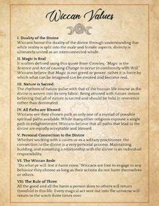Wiccan values incorporate